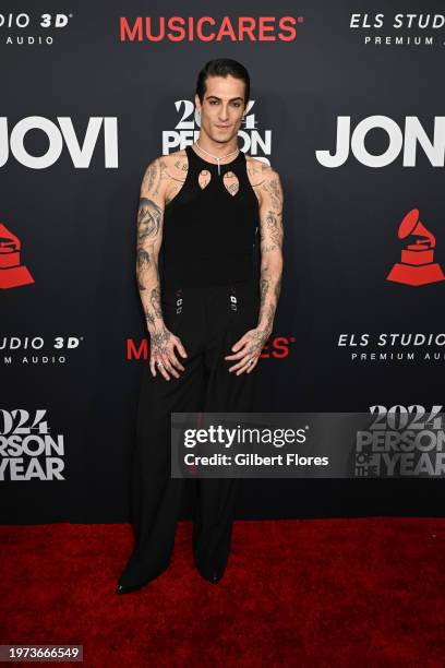 Damiano David at the 2024 MusiCares Person of the Year Gala honoring Jon Bon Jovi held at The Los Angeles Convention Center on February 2, 2024 in...