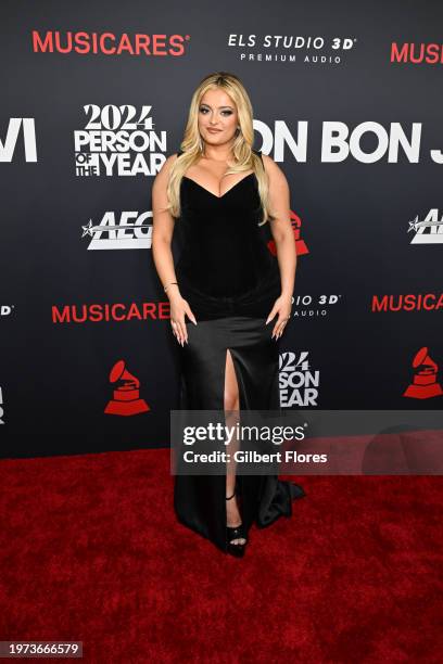 Bebe Rexha at the 2024 MusiCares Person of the Year Gala honoring Jon Bon Jovi held at The Los Angeles Convention Center on February 2, 2024 in Los...