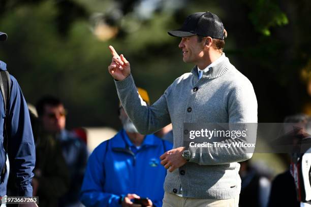 Former NFL quarterback, Tom Brady, on the 14th tee during the second round of AT&T Pebble Beach Pro-Am at Pebble Beach Golf Links on February 2, 2024...