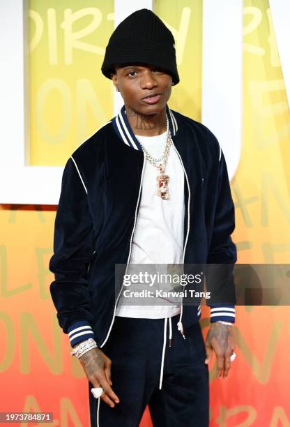 Wizkid attends the UK Premiere of "Bob Marley: One Love" at BFI Imax on January 30, 2024 in London, England.