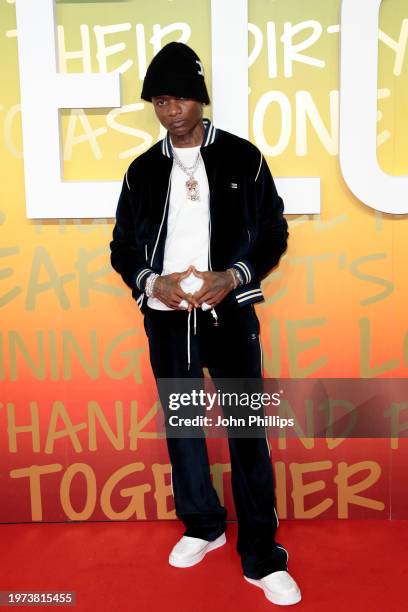 Wizkid attends the UK Premiere of "Bob Marley: One Love" at the BFI IMAX Waterloo on January 30 in London, England.