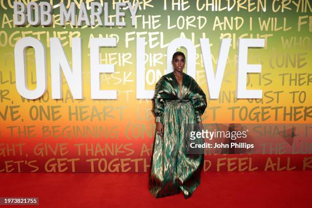 Lashana Lynch attends the UK Premiere of "Bob Marley: One Love" at the BFI IMAX Waterloo on January 30 in London, England.