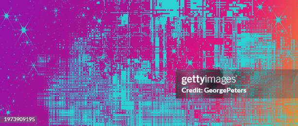 artificial intelligence with glitch technique - green artificial intelligence background eps stock illustrations