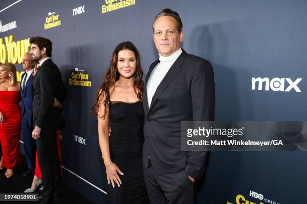 Kyla Weber and Vince Vaughn attend the season 12 premiere of HBO's "Curb Your Enthusiasm" at Directors Guild Of America on January 30, 2024 in Los...