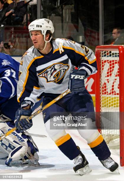 Scott Walker of the Nashville Predators skates against the Toronto Maple Leafs during NHL game action on January 6, 2004 at Air Canada Centre in...