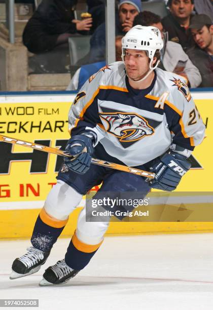 Scott Walker of the Nashville Predators skates against the Toronto Maple Leafs during NHL game action on January 6, 2004 at Air Canada Centre in...