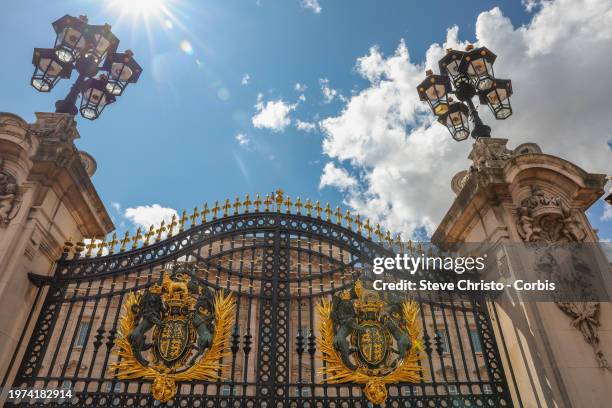 Buckingham Palace gates outside the Royal residence in London, on July 17 in London, United Kingdom.