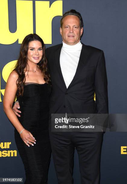 Kyla Weber and Vince Vaughn arrives at the Los Angeles Premiere Of HBO's "Curb Your Enthusiasm" Season 12 at Directors Guild Of America on January...