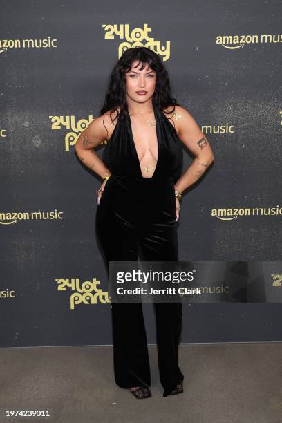 Emmy Meli arrives as Amazon Music hosts the Amazon Music '24 lot party and grand opening of new creator space Studio126 on January 30, 2024 in Culver...