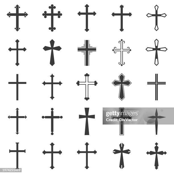 christian cross icons - christianity stock illustrations
