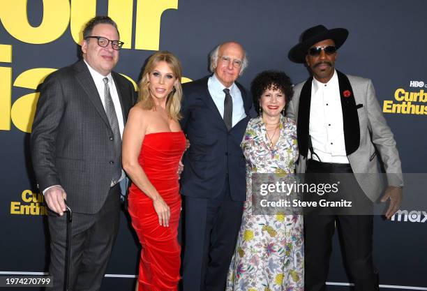 Jeff Garlin, Cheryl Hines, Larry David, Susie Essman and J.B. Smoove arrives at the Los Angeles Premiere Of HBO's "Curb Your Enthusiasm" Season 12 at...