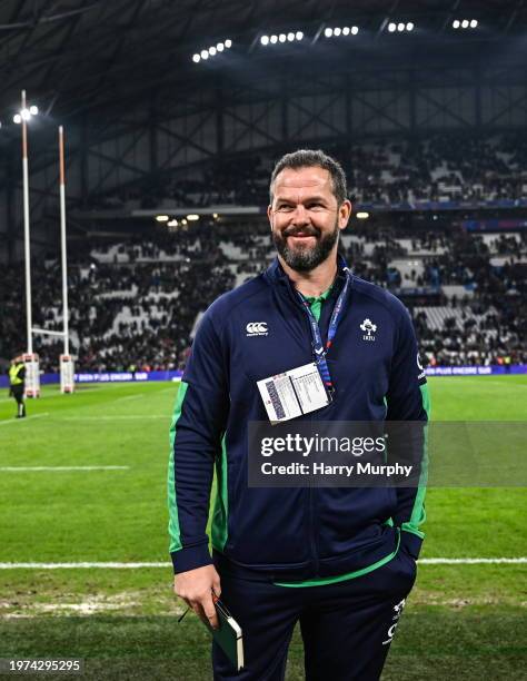 Marseille , France - 2 February 2024; Ireland head coach Andy Farrell after his side's victory in the Guinness Six Nations Rugby Championship match...