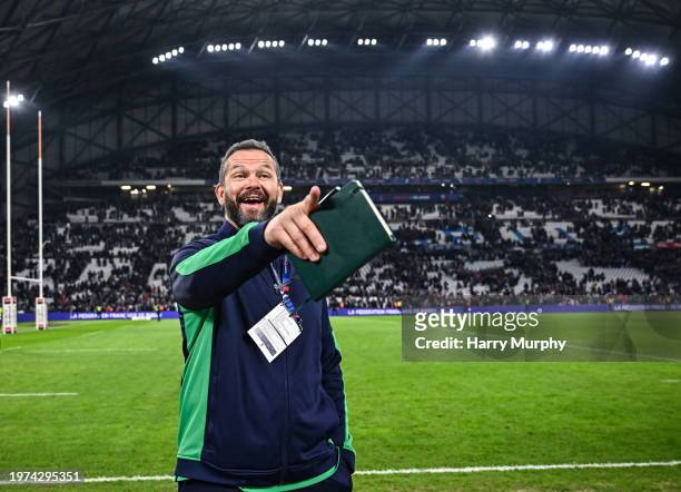 Marseille , France - 2 February 2024; Ireland head coach Andy Farrell after his side's victory in the Guinness Six Nations Rugby Championship match...