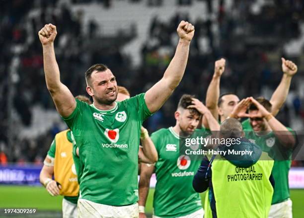 Marseille , France - 2 February 2024; Tadhg Beirne of Ireland after his side's victory in the Guinness Six Nations Rugby Championship match between...
