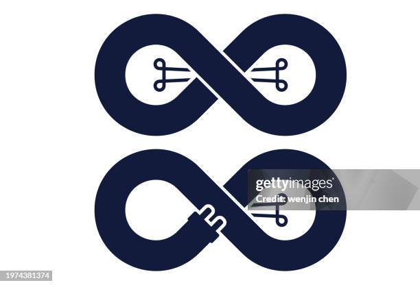 infinite cycle power generation icon - infinity logo stock illustrations