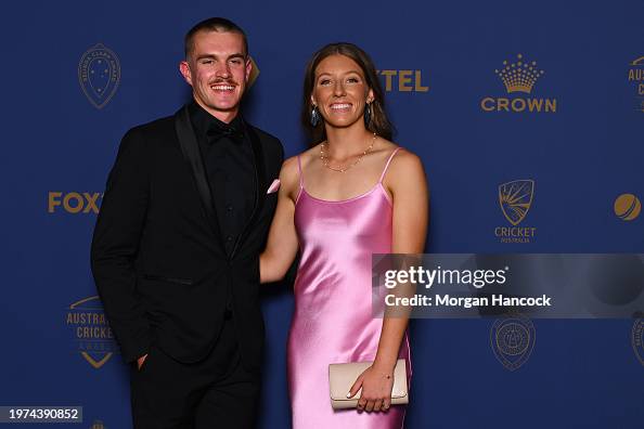 Darcie Brown and Louie McLennan arrives ahead of the 2024 Cricket ...