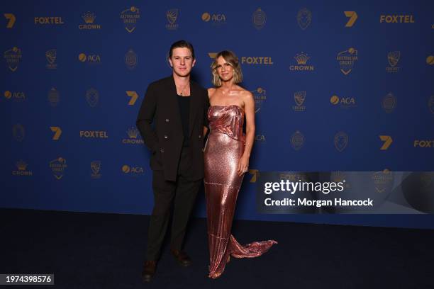 Adam Zampa and Hattie Zampa arrive ahead of the 2024 Cricket Australia Awards at Crown Palladium on January 31, 2024 in Melbourne, Australia.