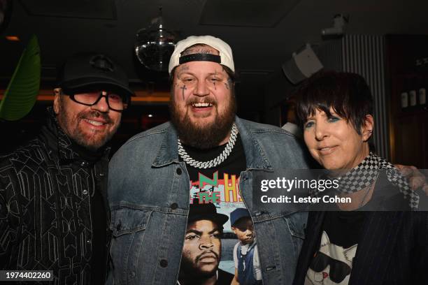 Desmond Child, Jelly Roll, and Diane Warren attend the 2024 BMG Pre-Grammy Party at Bar Lis on January 30, 2024 in Los Angeles, California.