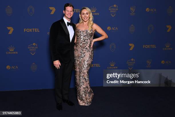 Steve Smith and Danielle Willis arrive ahead of the 2024 Cricket Australia Awards at Crown Palladium on January 31, 2024 in Melbourne, Australia.