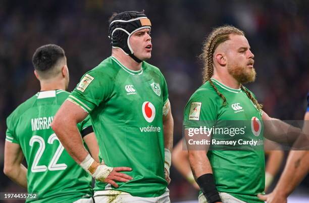 Marseille , France - 2 February 2024; James Ryan, left, and Finlay Bealham of Ireland during the Guinness Six Nations Rugby Championship match...