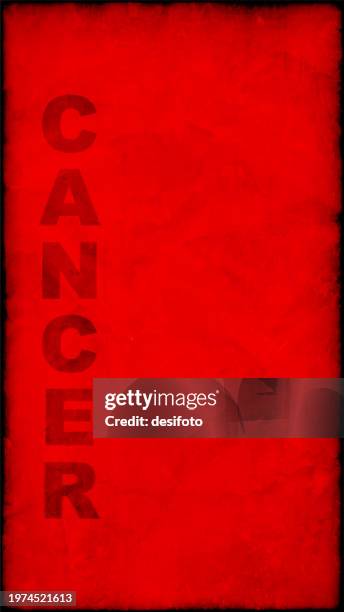 vibrant bright blotched empty blank smudged red grunge textured effect painted rustic wall scratched rough uneven vertical outlined vector backgrounds with big bold font text cancer for world cancer day backdrops - solid colour background stock illustrations