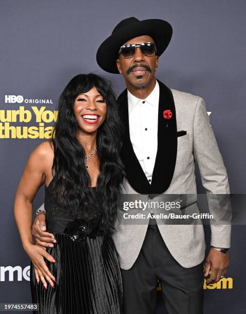 Shahidah Omar and J.B. Smoove attend the Los Angeles Premiere of HBO's "Curb Your Enthusiasm" Season 12 at Directors Guild Of America on January 30,...