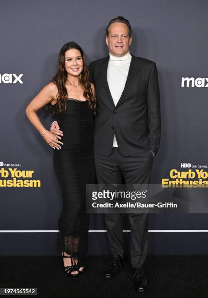 Kyla Weber and Vince Vaughn attend the Los Angeles Premiere of HBO's "Curb Your Enthusiasm" Season 12 at Directors Guild Of America on January 30,...