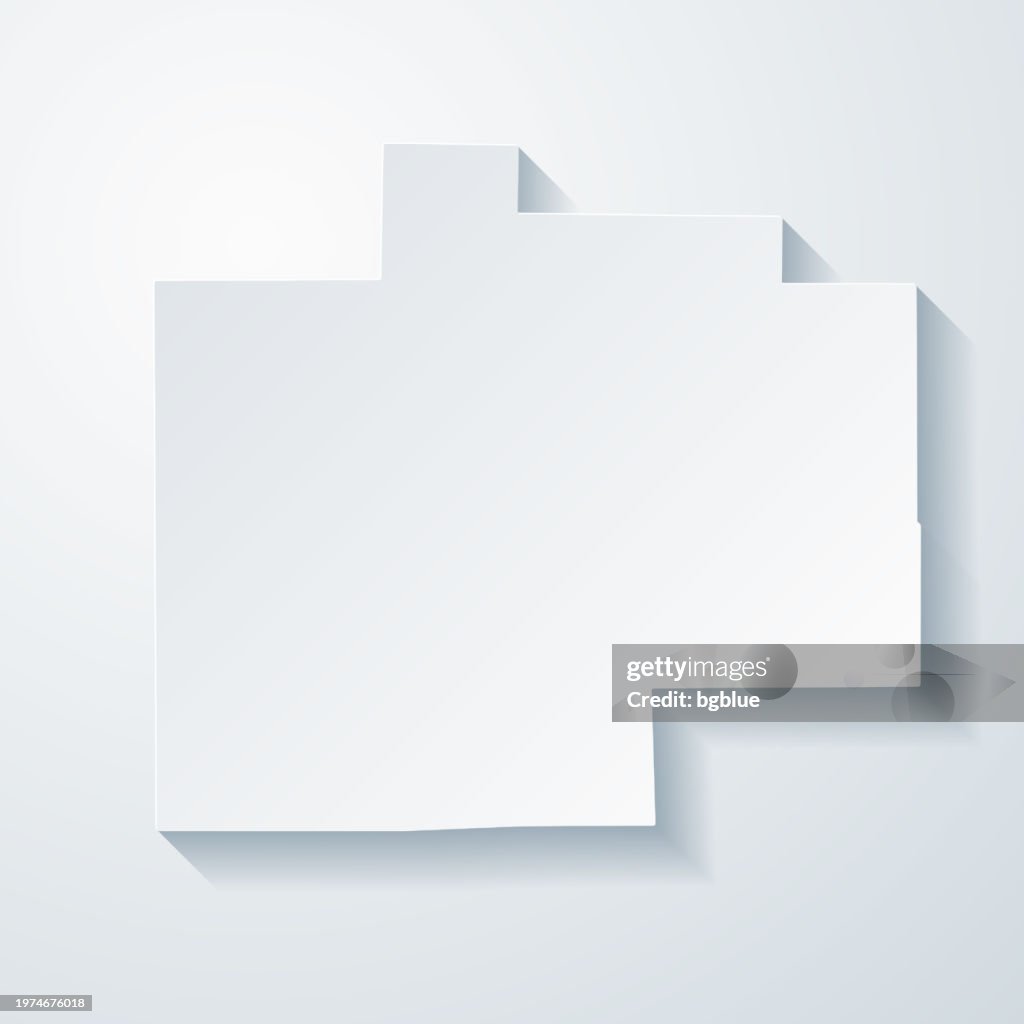 Saginaw County, Michigan. Map with paper cut effect on blank background