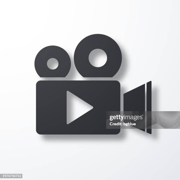 video camera. icon with shadow on white background - vintage television white background stock illustrations