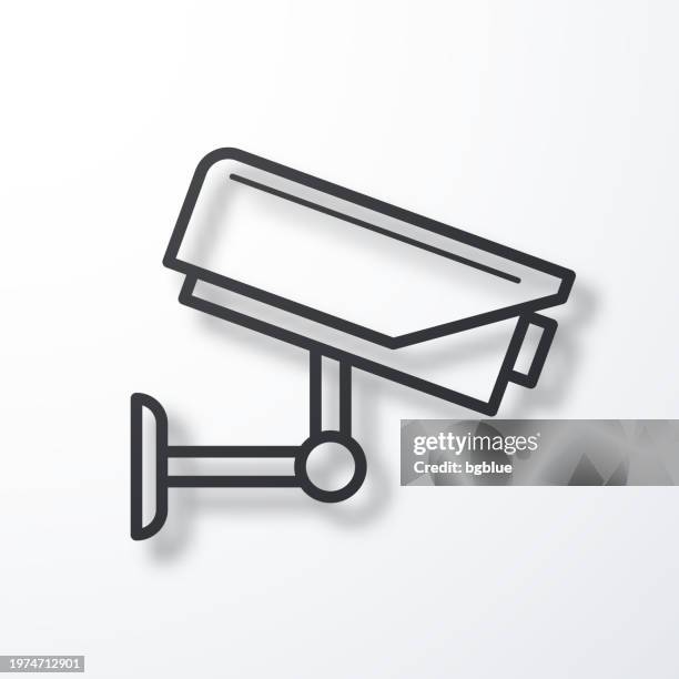 cctv - security camera. line icon with shadow on white background - security camera isolated stock illustrations
