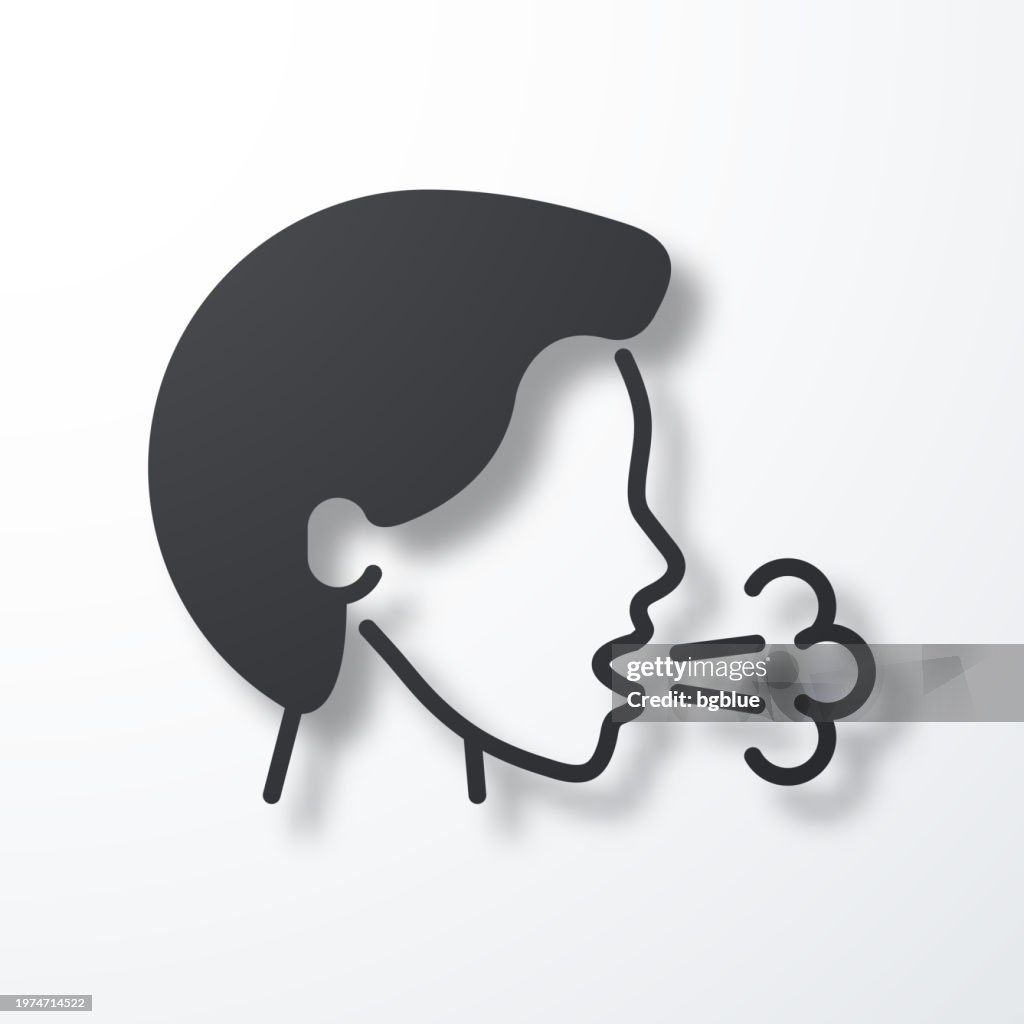Cough. Icon with shadow on white background