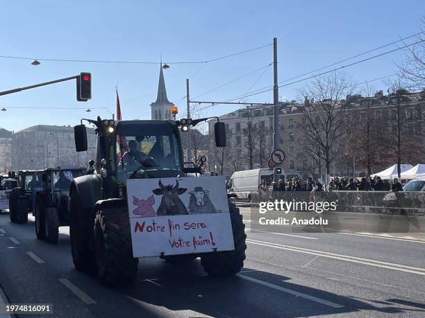 Dozens of farmers with tractors attend the farmers protest that shaking Europe on Saturday, drawing attention to the growing issues in the...