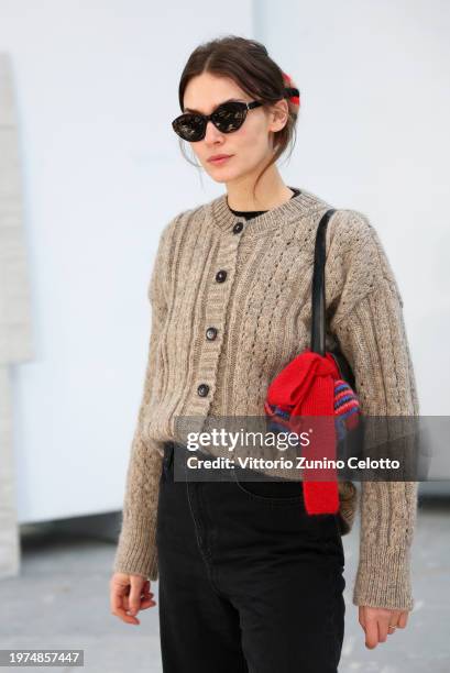 Isis Maria Niedecken attend the Skall Studio show during the Copenhagen Fashion Week AW24 on January 31, 2024 in Copenhagen, Denmark.