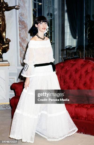 Look from the Yves Saint Laurent Spring 1977 Couture collection, in Paris, France.