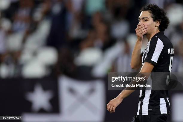 Matheus Nascimento of Botafogo reacts during a Campeonato Carioca 2024 match between Botafogo and Portuguesa at Estadio Olímpico Nilton Santos on...