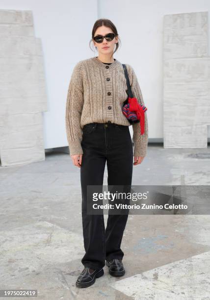 Isis Maria Niedecken attend the Skall Studio show during the Copenhagen Fashion Week AW24 on January 31, 2024 in Copenhagen, Denmark.