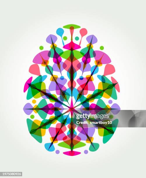 kaleidoscope pattern easter egg - easter stock illustrations