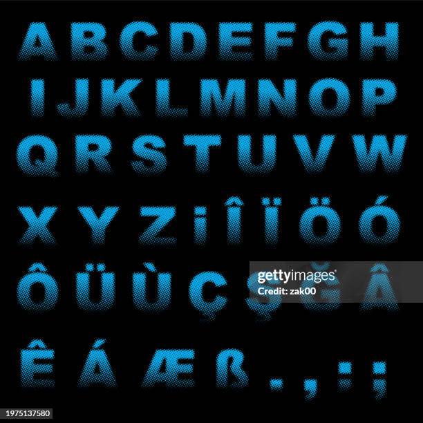 half tone alphabet - newspaper headline template stock illustrations