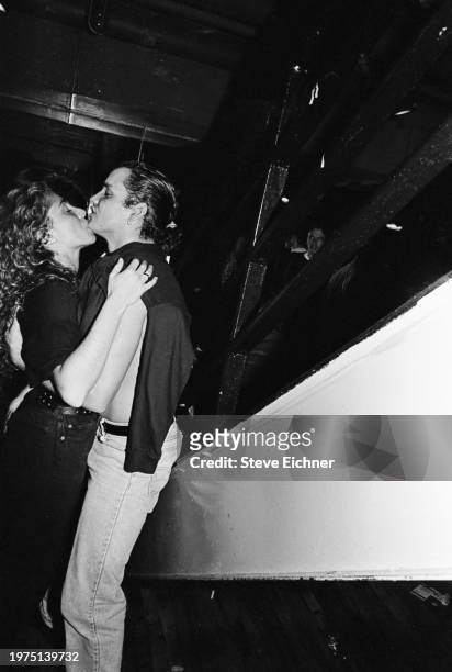 View of unidentified clubgoers at the Love Machine nightclub, New York, New York, April 3, 1990.