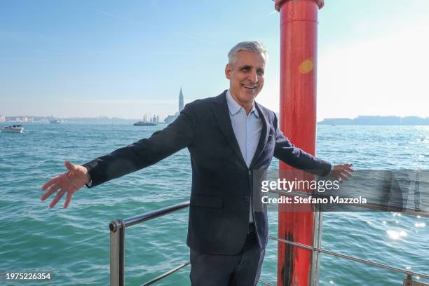 Adriano Pedrosa of Brazil poses for a portrait at Ca' Giustinian, home of the Venice Biennale on January 31, 2024 in Venice, Italy. Brazilian Adriano...