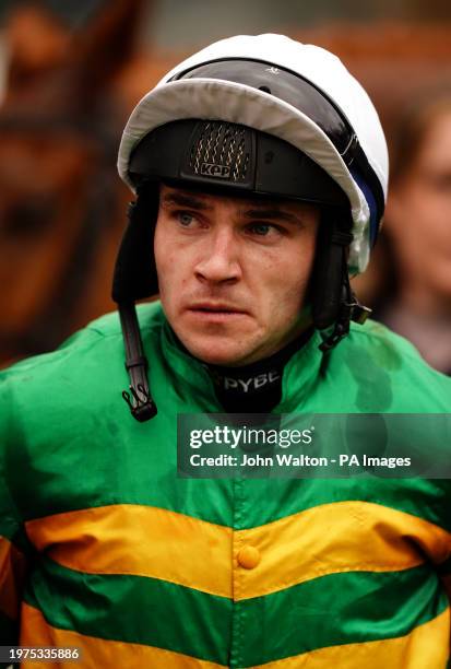 Jockey Jonathan Burke after being unseated by In Excelsis Deo during the Virgin Bet Every Saturday Money Back Handicap Chase during the Virgin Bet...