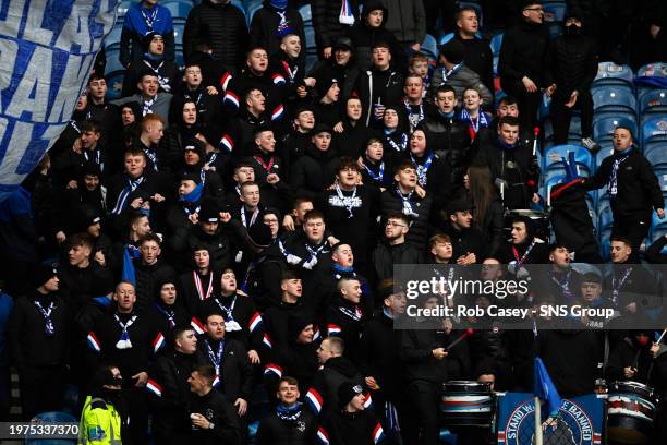 Rangers Fans during a cinch Premiership match between Rangers and Livingston at Ibrox Stadium, on February 03 in Glasgow, Scotland.