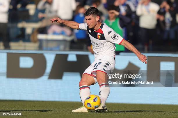 Mateo Retegui of Genoa CFC in action during the Serie A TIM match between Empoli FC and Genoa CFC at Stadio Carlo Castellani on February 3, 2024 in...