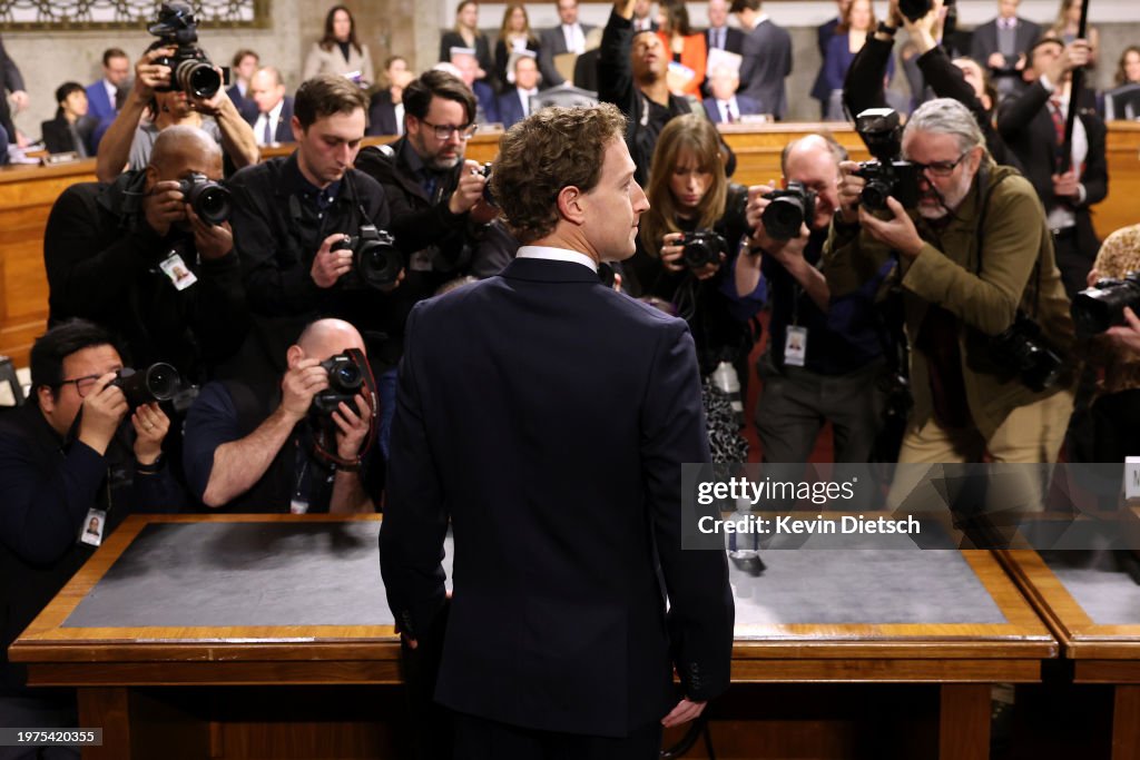 Bas Testify Mark Zuckerberg, CEO of Meta, arrives to testify during a Senate ...