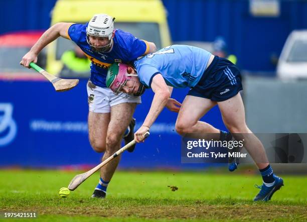 Dublin , Ireland - 3 February 2024; Diarmuid Ó Dúlaing of Dublin in action against Craig Morgan of Tipperary during the Allianz Hurling League...