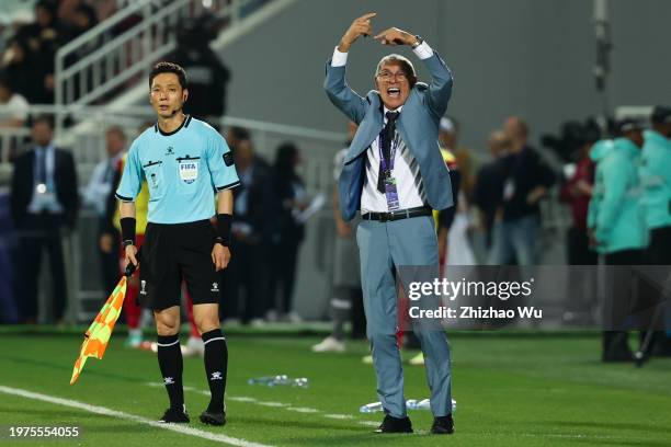 Hector Cuper coach of Syria reacts during the AFC Asian Cup Round of 16 match between Iran and Syria at Abdullah Bin Khalifa Stadium on January 31,...