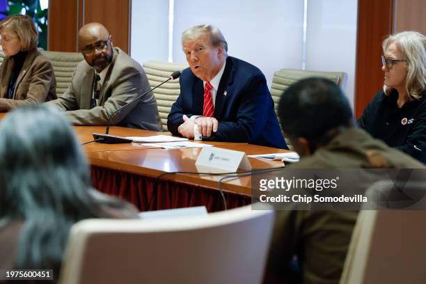 Republican presidential candidate and former U.S. President Donald Trump meets with leaders of the International Brotherhood of Teamsters at their...