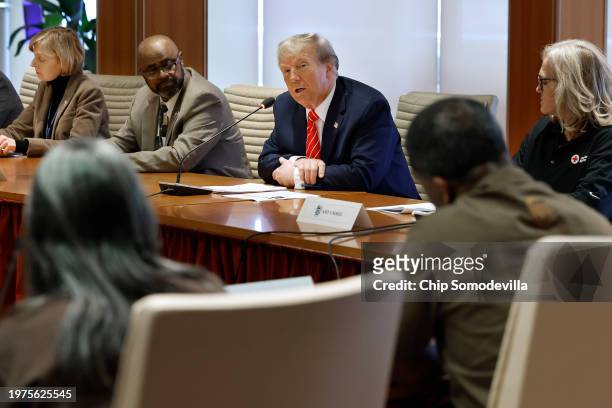Republican presidential candidate and former U.S. President Donald Trump meets with International Brotherhood of Teamsters leaders and members,...