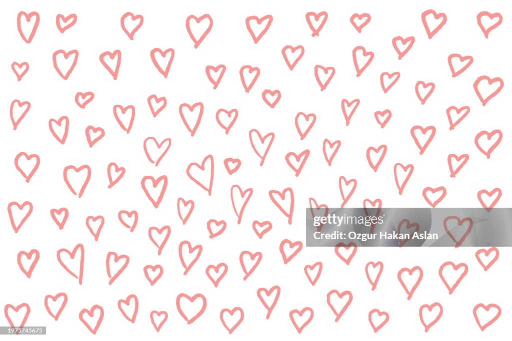 Diffrent Pattern Hearts Hand Drawn Hearts Of Different Sizes And Shapes Vector Pattern For ...