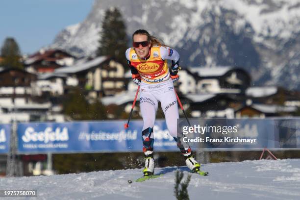 Ida Marie Hagen of Norway competes during the Women's Gundersen Large Hill HS 109/5 km at the Viesmann FIS Nordic Combined World Cup Seefeld at...